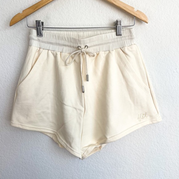 FOR LOVE & LEMONS Cream Light Yellow Morgan Sweat Shorts - Picture 3 of 9